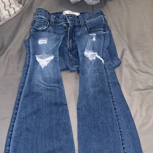 Hollister Dark Blue Distressed Flare Jeans